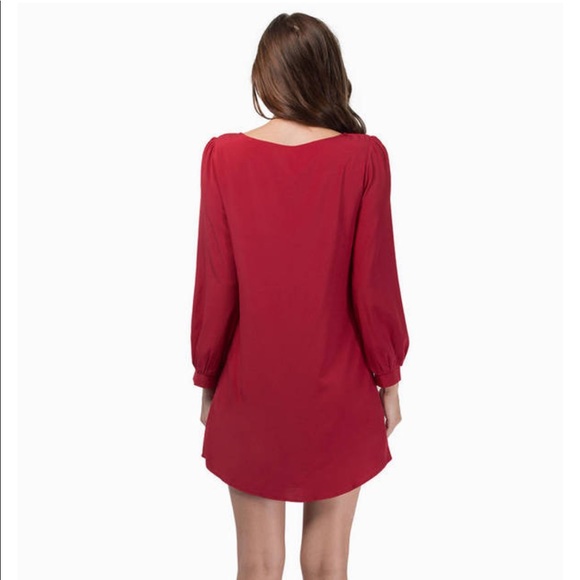 Tobi Red Shift Dress w Puff Sleeves (S) - NWOT - Picture 7 of 7
